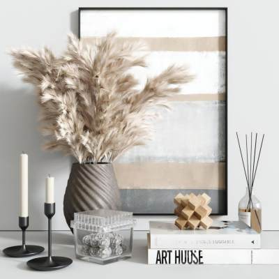 现代花瓶蜡烛书籍摆件